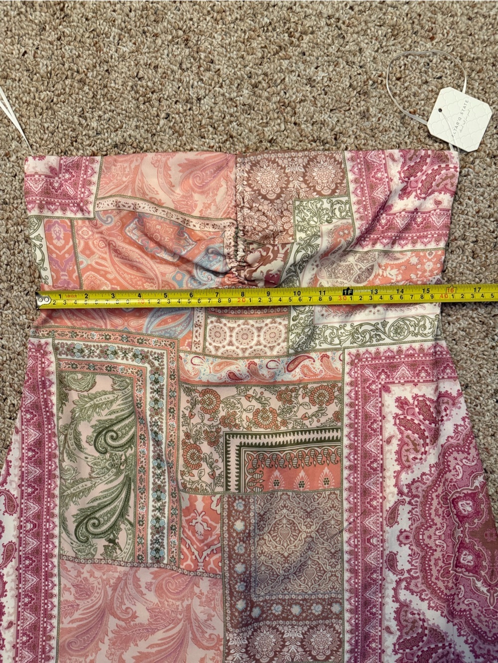 Altar'd State Pink & Green Paisley Patchwork Halter Mini Dress - Picture 8 of 9